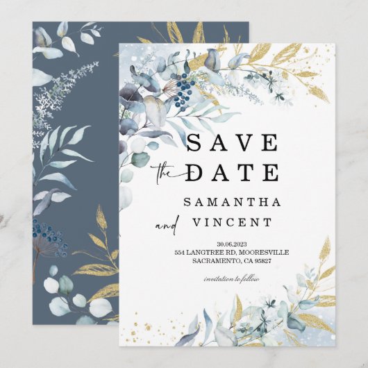 Blue Orchid Save the Date-kaarten Kaart (Voorkant / Achterkant)