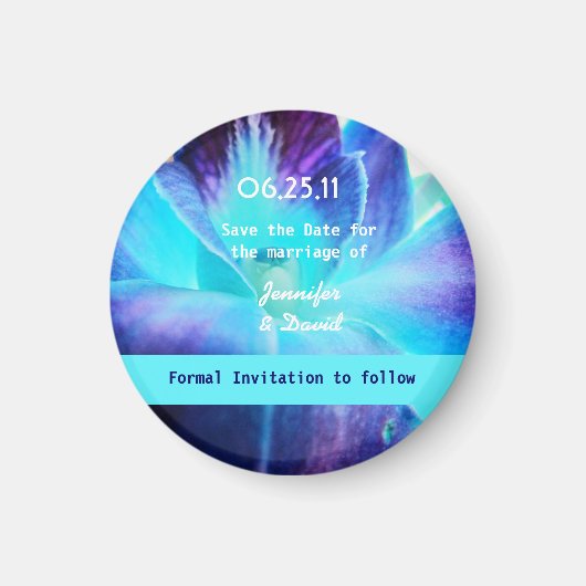 Blue Orchid Save the Date Magnet (Voorkant)