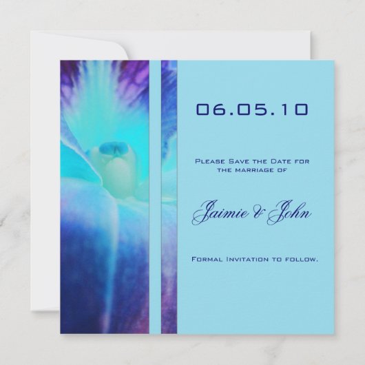 Blue Orchid Save the Date Notice (Achterkant)