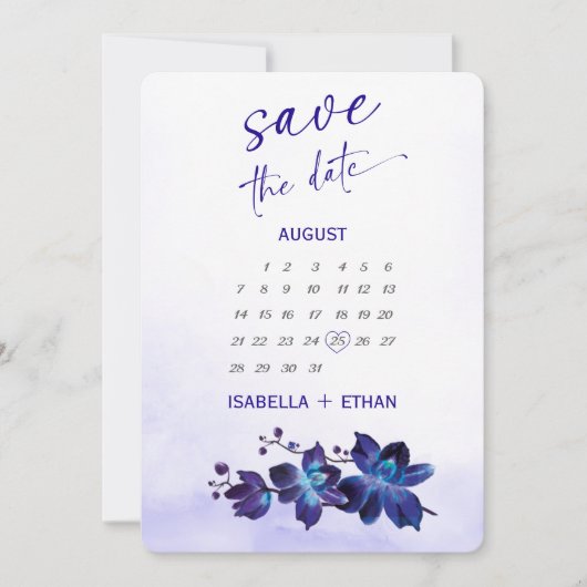 Blue Orchid Turquoise Save the Date Kaart Ideeën (Voorkant)