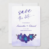 Blue Orchid Turquoise Save the Date Kaart Ideeën (Voorkant)