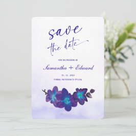 Blue Orchid Turquoise Save the Date Kaart Ideeën