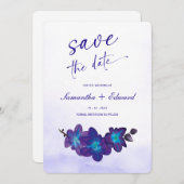 Blue Orchid Turquoise Save the Date Kaart Ideeën (Voorkant / Achterkant)