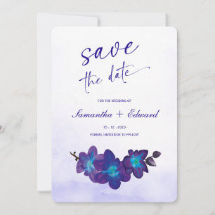 Blue Orchid Turquoise Save the Date Kaart Ideeën