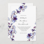 Blue Orchid Vine Wedding Invitation Kaart (Voorkant / Achterkant)