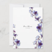 Blue Orchid Vine Wedding Invitation Kaart (Achterkant)