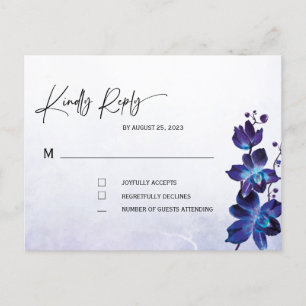 Blue Orchid Wedding Briefkaart