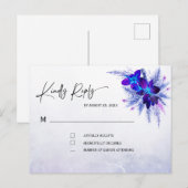 Blue Orchid Wedding RSVP Briefkaart (Voorkant / Achterkant)