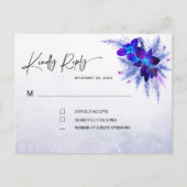 Blue Orchid Wedding RSVP Briefkaart (Voorkant)