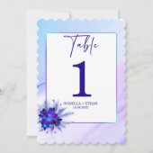 Blue Orchid Wedding Table Number sjabloon Kaart (Voorkant)