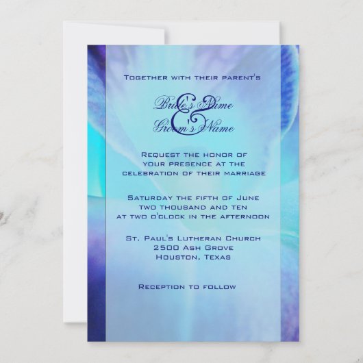 Blue Orchid Wedding Uitnodiging (Voorkant)