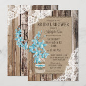 Blue Orchid Wood Lace Rustic Vrijgezellenfeest Kaart (Voorkant / Achterkant)