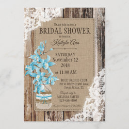 Blue Orchid Wood Lace Rustic Vrijgezellenfeest Kaart