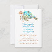 Blue Orchid, Zee Turtle Elopement Receptie Party Kaart (Voorkant)