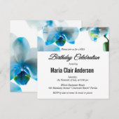 Blue Orchids Birthday Party/Your Occasion Invitae Kaart (Voorkant / Achterkant)