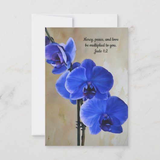 Blue Orchids Faith Bible Verse Art Note Kaart (Voorkant)