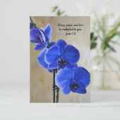 Blue Orchids Faith Bible Verse Art Note Kaart (Staand voorkant)