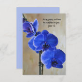 Blue Orchids Faith Bible Verse Art Note Kaart (Voorkant / Achterkant)