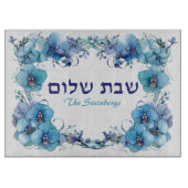 Blue Orchids Shabbat Challah Board Snijplank (Voorkant)