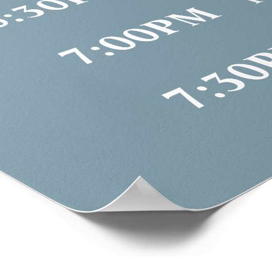 Blue Order of Events Wedding Day Schedule Poster (Hoek)