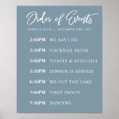 Blue Order of Events Wedding Day Schedule Poster (Voorkant)