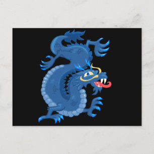 Blue Oriental Dragon Briefkaart