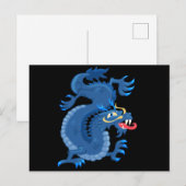 Blue Oriental Dragon Briefkaart (Voorkant / Achterkant)