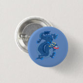 Blue Oriental Dragon Ronde Button 3,2 Cm (Voorkant /achterkant)