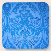 Blue Oriental Peacock Birds Bier Onderzetter (Voorkant)