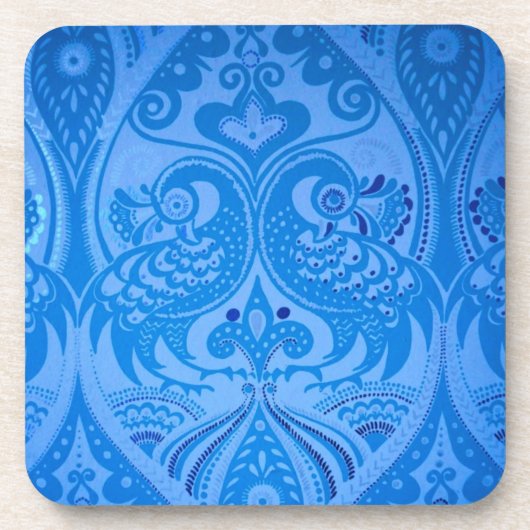 Blue Oriental Peacock Birds Bier Onderzetter (Voorkant)