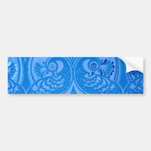 Blue Oriental Peacock Birds Bumpersticker (Voorkant)