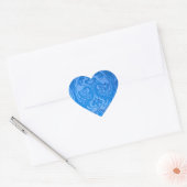 Blue Oriental Peacock Birds Hart Sticker (Envelop)