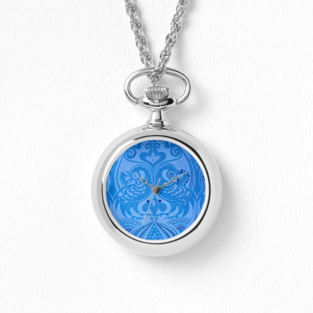 Blue Oriental Peacock Birds Horloge (Voorkant)
