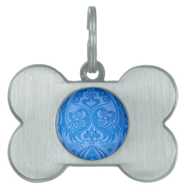 Blue Oriental Peacock Birds Huisdieren Naamplaatje (voorkant)