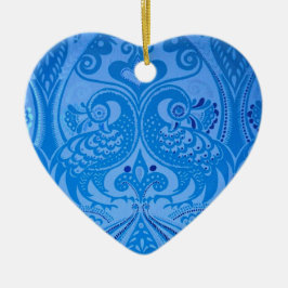 Blue Oriental Peacock Birds Keramisch Ornament