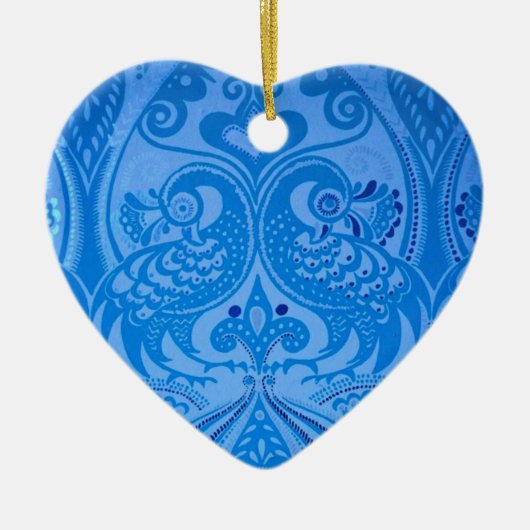 Blue Oriental Peacock Birds Keramisch Ornament (Voorkant)