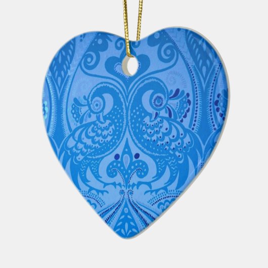 Blue Oriental Peacock Birds Keramisch Ornament (Links)