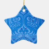Blue Oriental Peacock Birds Keramisch Ornament (Voorkant)