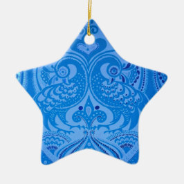 Blue Oriental Peacock Birds Keramisch Ornament
