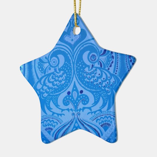 Blue Oriental Peacock Birds Keramisch Ornament (Links)