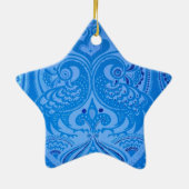 Blue Oriental Peacock Birds Keramisch Ornament (Achterkant)