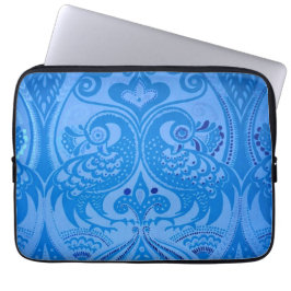 Blue Oriental Peacock Birds Laptop Sleeve