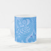 Blue Oriental Peacock Birds Matglas Koffiemok (Voorkant links)