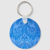 Blue Oriental Peacock Birds Sleutelhanger (Voorkant)