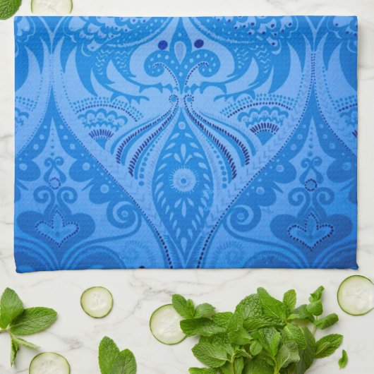 Blue Oriental Peacock Birds Theedoek (Gevouwen)