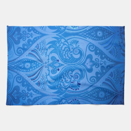 Blue Oriental Peacock Birds Theedoek (Horizontaal)