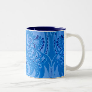 Blue Oriental Peacock Birds Tweekleurige Koffiemok