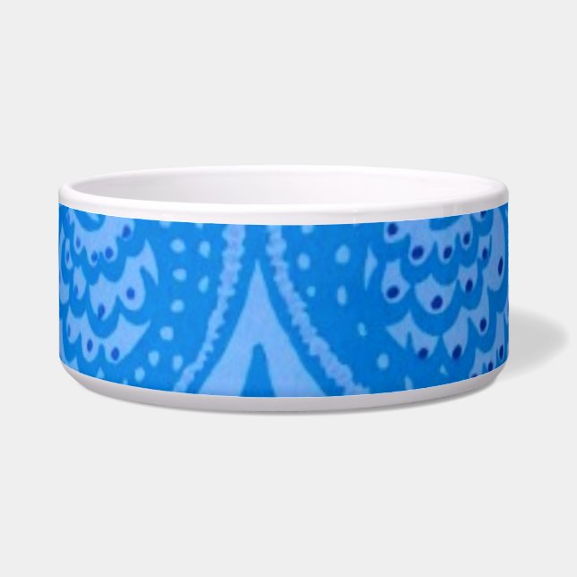 Blue Oriental Peacock Birds Voerbakje (Voorkant)