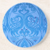 Blue Oriental Peacock Birds Zandsteen Onderzetter (Voorkant)