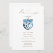 Blue Ornament Baby shower Invitation Bedankkaart (Voorkant / Achterkant)